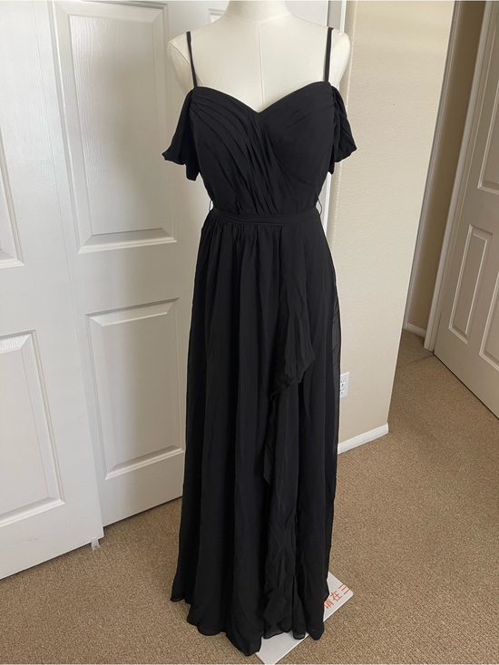 Azazie Dresses & Skirts - Azazie Black Cold-Shoulder Chiffon Maxi Dress